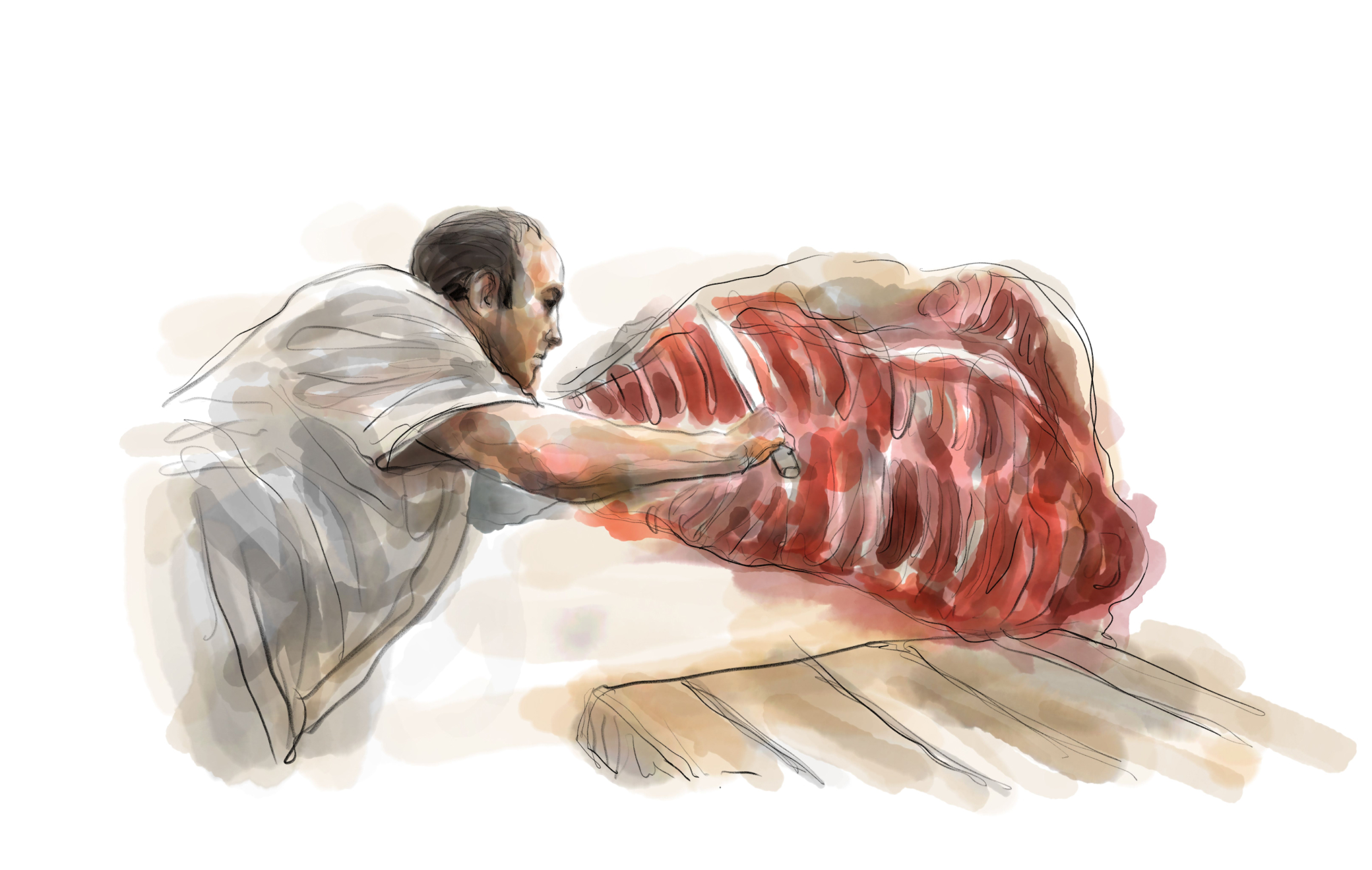 Ilustración del carnicero trabajando